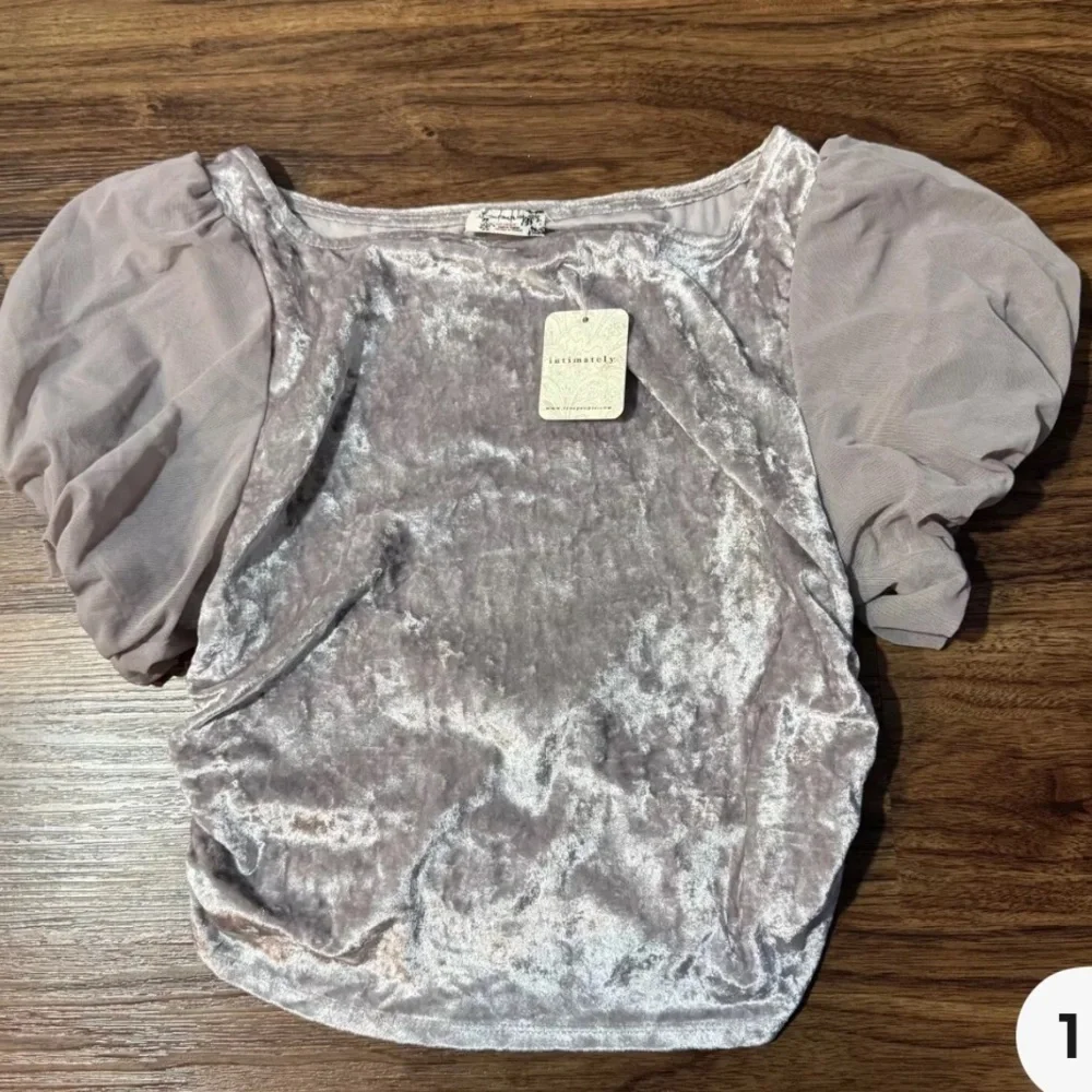 Free People Midnight Mood Velvet Crop Intimately Gray Mauve Women